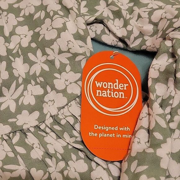 Wonder 🎄Nation Size L 10-12 Green Floral Shirt NWT - Picture 3 of 6